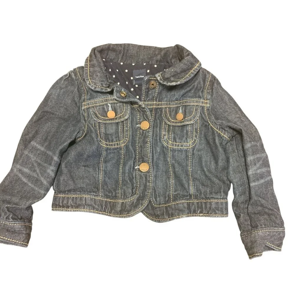 BabyGap Baby 18-24M Denim Polka Dot Jacket 100% Cotton